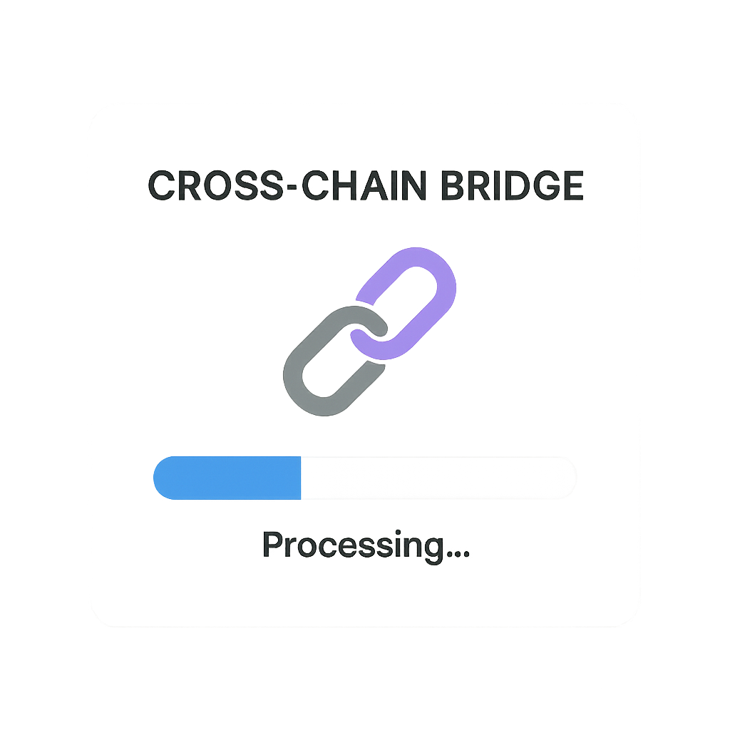 A progress bar or loading animation on a bridge platform, indicating a transaction is being processed between blockchains.