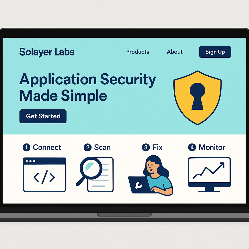 A laptop screen displaying the Solayer Labs homepage, with a bright and secure interface